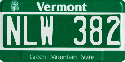 VT license plate NLW382