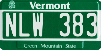 VT license plate NLW383
