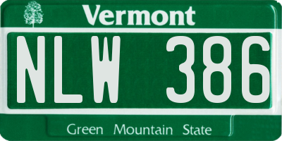 VT license plate NLW386