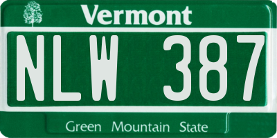 VT license plate NLW387