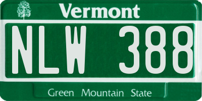 VT license plate NLW388