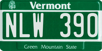 VT license plate NLW390