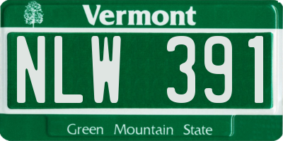 VT license plate NLW391