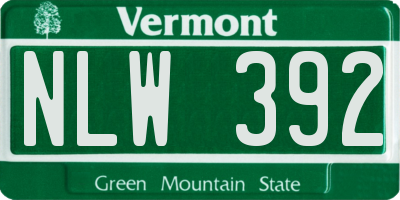 VT license plate NLW392