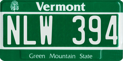 VT license plate NLW394