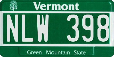 VT license plate NLW398