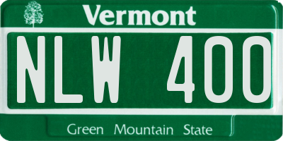 VT license plate NLW400