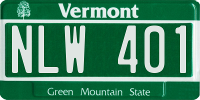 VT license plate NLW401