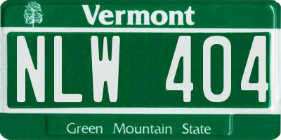 VT license plate NLW404