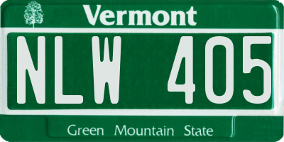 VT license plate NLW405