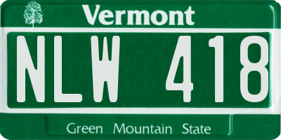VT license plate NLW418