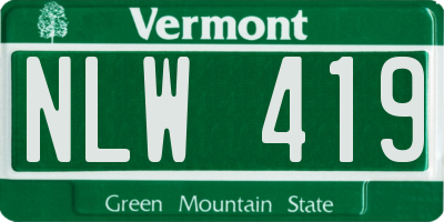 VT license plate NLW419