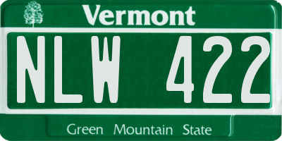VT license plate NLW422