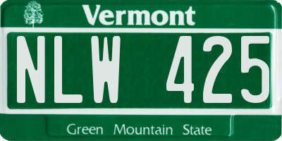 VT license plate NLW425