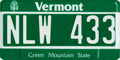 VT license plate NLW433