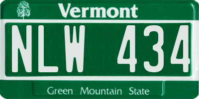 VT license plate NLW434