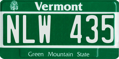 VT license plate NLW435