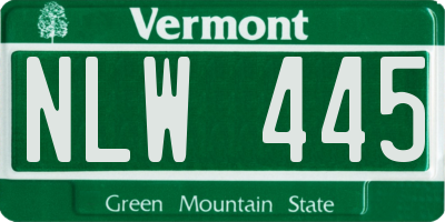 VT license plate NLW445