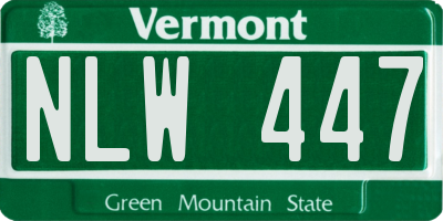 VT license plate NLW447