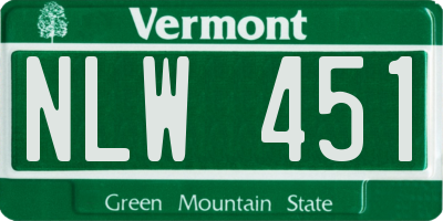 VT license plate NLW451