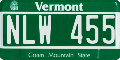 VT license plate NLW455