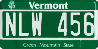VT license plate NLW456