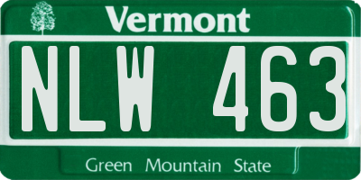 VT license plate NLW463
