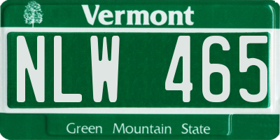 VT license plate NLW465
