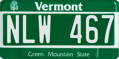 VT license plate NLW467