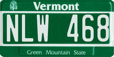 VT license plate NLW468