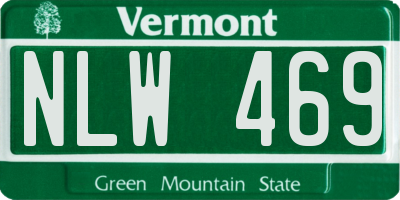 VT license plate NLW469