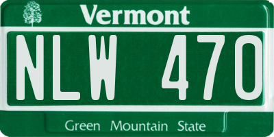 VT license plate NLW470