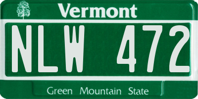 VT license plate NLW472
