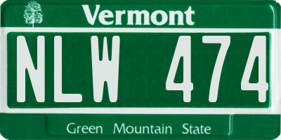 VT license plate NLW474