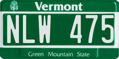 VT license plate NLW475