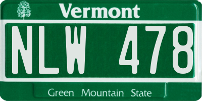VT license plate NLW478