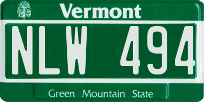 VT license plate NLW494