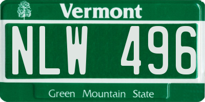 VT license plate NLW496