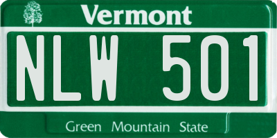 VT license plate NLW501