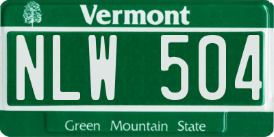 VT license plate NLW504