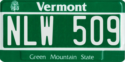 VT license plate NLW509