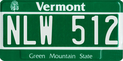 VT license plate NLW512