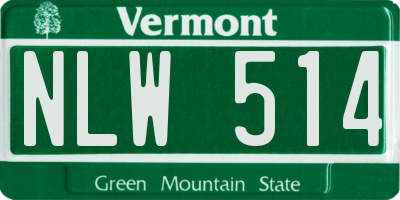 VT license plate NLW514