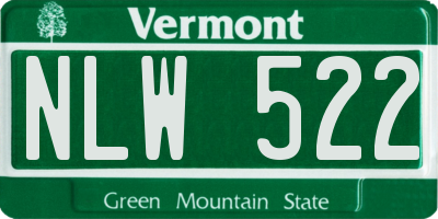 VT license plate NLW522