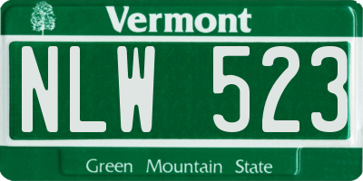 VT license plate NLW523