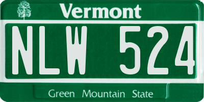 VT license plate NLW524