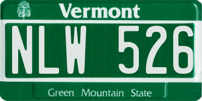 VT license plate NLW526