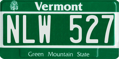 VT license plate NLW527