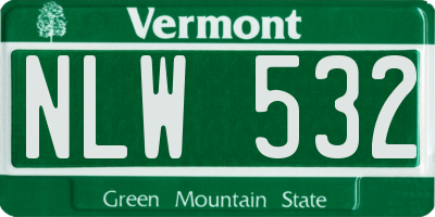 VT license plate NLW532