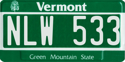 VT license plate NLW533